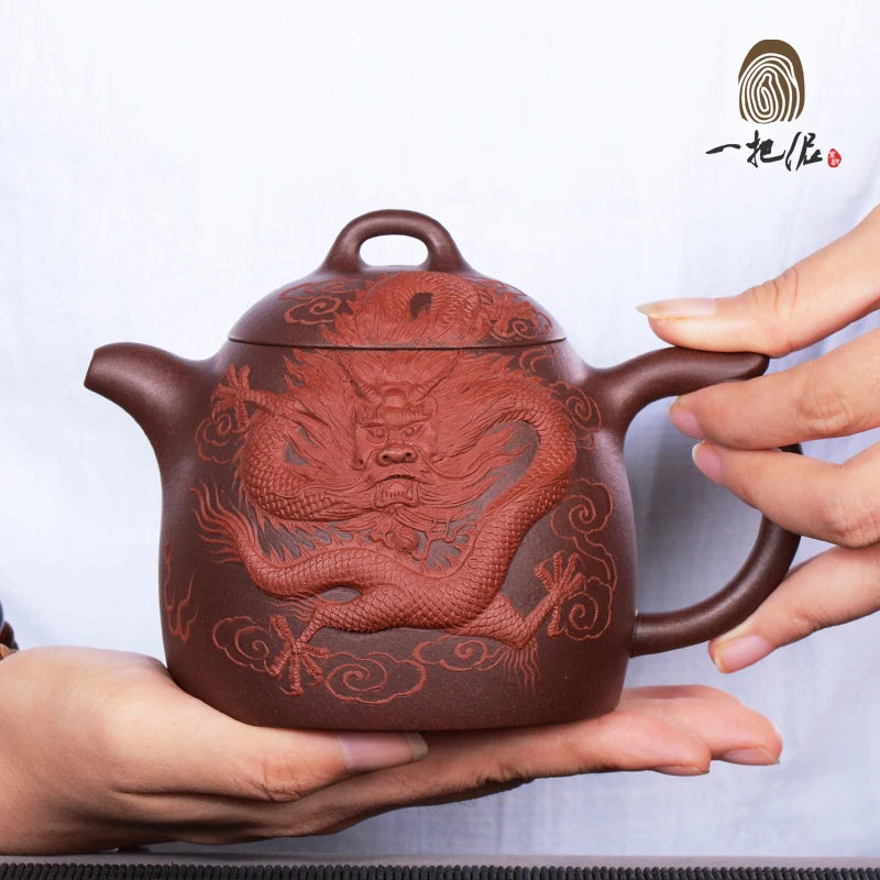 |Yixing purple sand famous Zhou Xiaozhong double color of the teapot pure manual Qin Quan dragons pot collection product