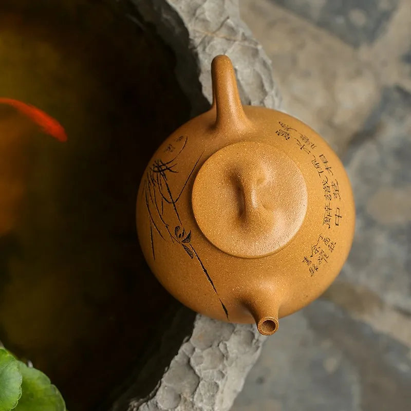 Zanghutianxia Guogao Gongyu Yue Purple Clay Pot Pure Handmade Lettering Yixing Kombucha Pot Sets Shipiao Teapot