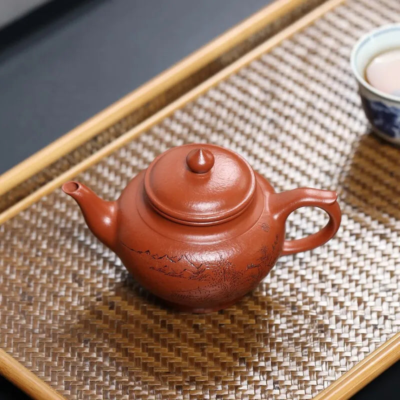 Zanghutianxia Small Capacity Yixing Purple Clay Pot Handmade Carved Kung Fu Tea Set Raw Ore Dahongpao Tea Teapot Xiao Ying Teapo