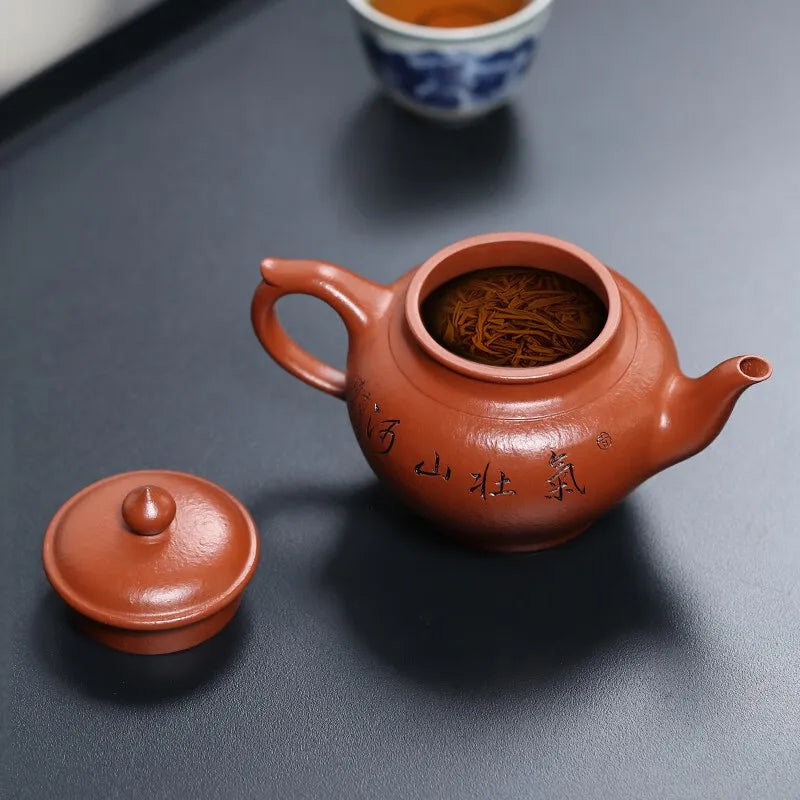 Zanghutianxia Small Capacity Yixing Purple Clay Pot Handmade Carved Kung Fu Tea Set Raw Ore Dahongpao Tea Teapot Xiao Ying Teapo