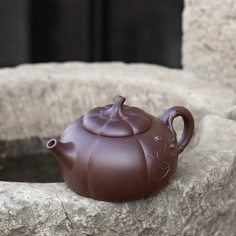 Zanghutianxia Yixing Purple Clay Pot Handmade Decals Purple Sand Tea Set Crude Ore Old Purple Clay Household Teapot Yunyu Pot Yu