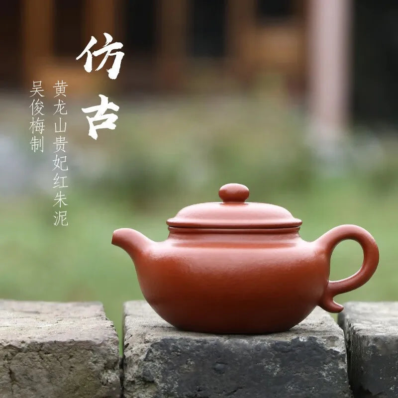 Zanghutianxia Yixing Purple Sand Pot Handmade Raw Ore Red Zhu Mud Household Teapot Handmade Purple Sand Teaware Single Pot Archa