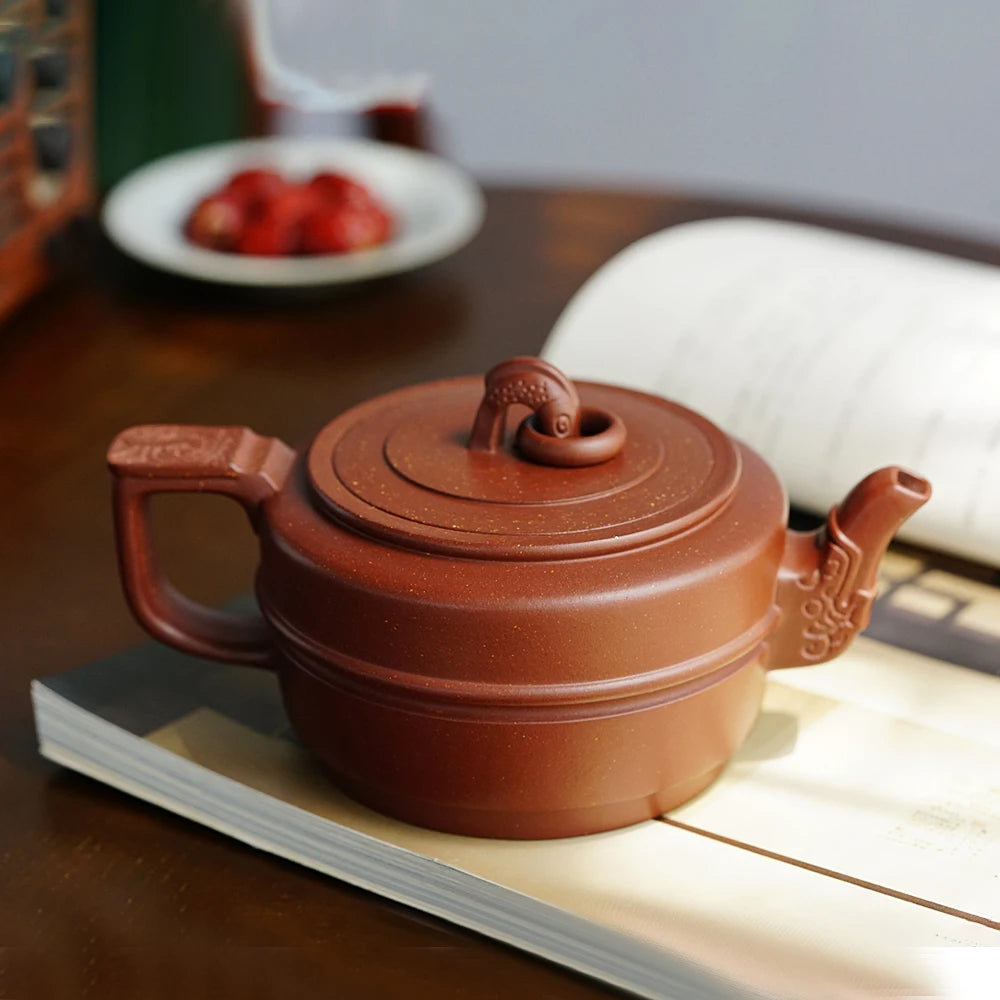 |boutique Yixing purple sand teapot famous pure handmade large purple sand teapot tea pot bottom groove Qingji jade pot