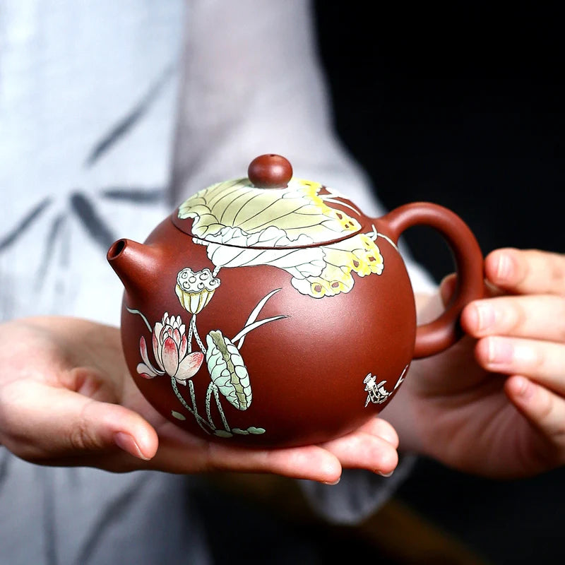 |by Zhang Xiaoling mud painting pure manual undressed ore teapot tea set suit xi shi qing pot of of bottom chamfer