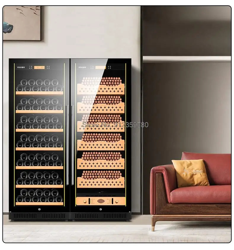 cigar cabinet led light humidor display large Spanish Cedar Wood Luxury Cigar Cooler FK-168CW1