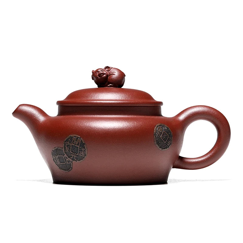 |fragrance Yixing famous purple clay pot pure handmade raw ore red vermilion mud Changle Weiyang Kung Fu Teapot Tea Set