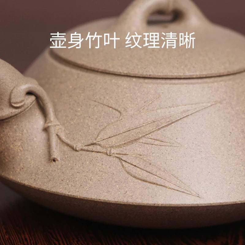 |manual undressed ore green Duan Zhu development pot of tea set the engineering application of miss wu half hand made