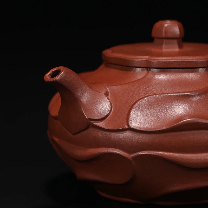 |[national work products] Yixing purple clay pot famous hand-made raw ore vermilion stone ladle tea set 270cc