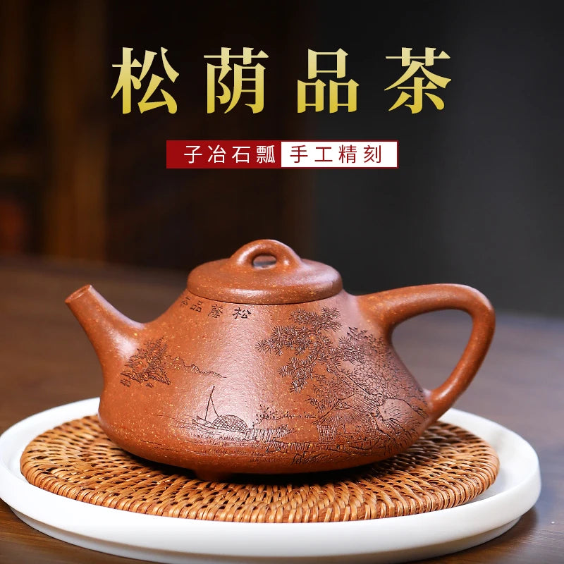 |ores are recommended by the engraved paint Yuan Debo pure manual smelting stone gourd ladle pot kung fu tea teapot