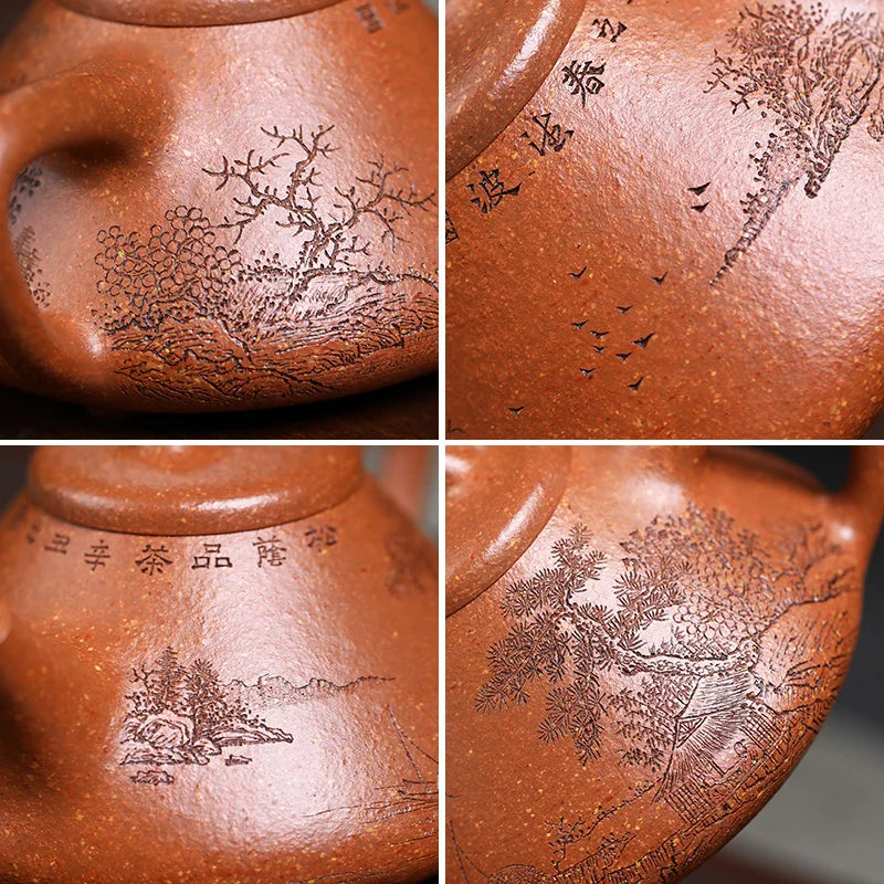 |ores are recommended by the engraved paint Yuan Debo pure manual smelting stone gourd ladle pot kung fu tea teapot