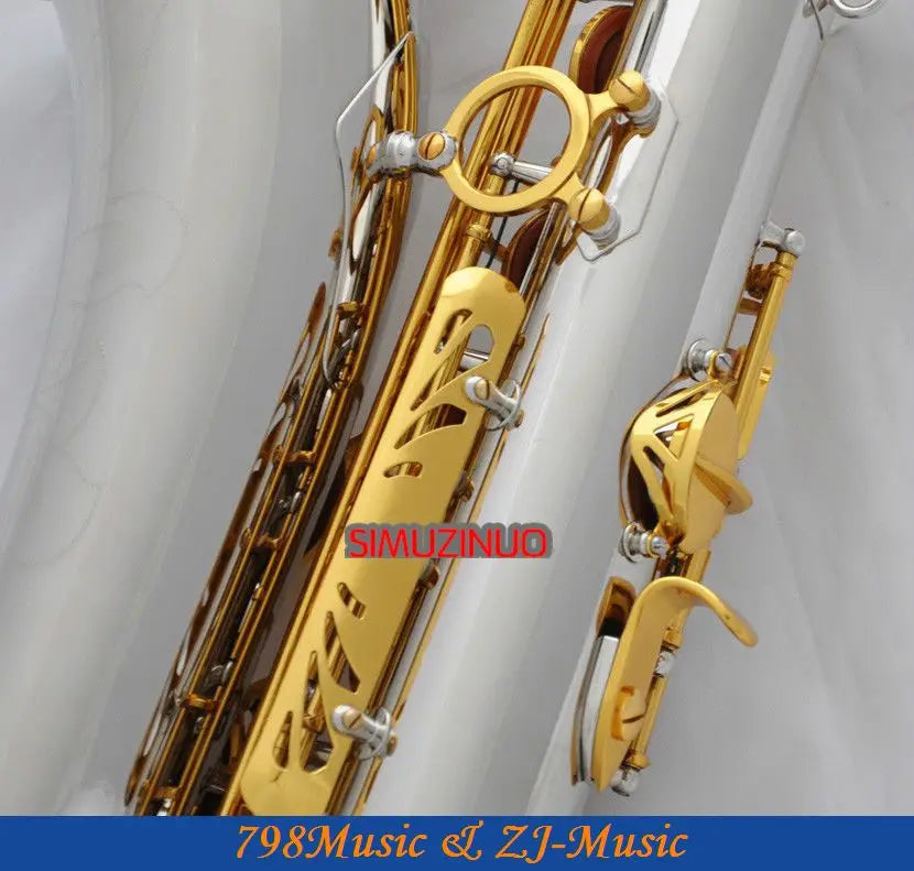 professional Silver Gold Tenor Saxophone sax High F# FREE Metal Mouthpiece Case
