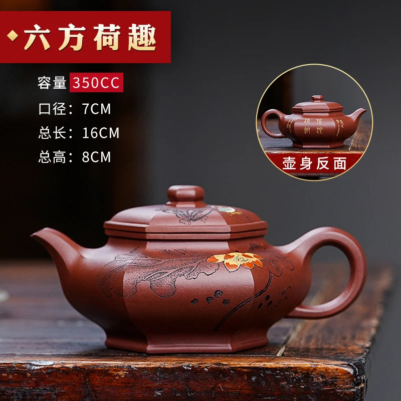 |pure manual famous hai-dong wang undressed ore mud cleaning bottom groove carved zisha teapot tea kungfu single pot