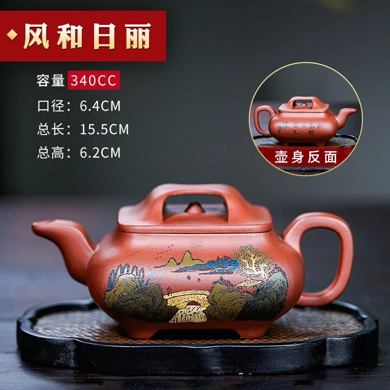 |pure manual famous hai-dong wang undressed ore mud cleaning bottom groove carved zisha teapot tea kungfu single pot