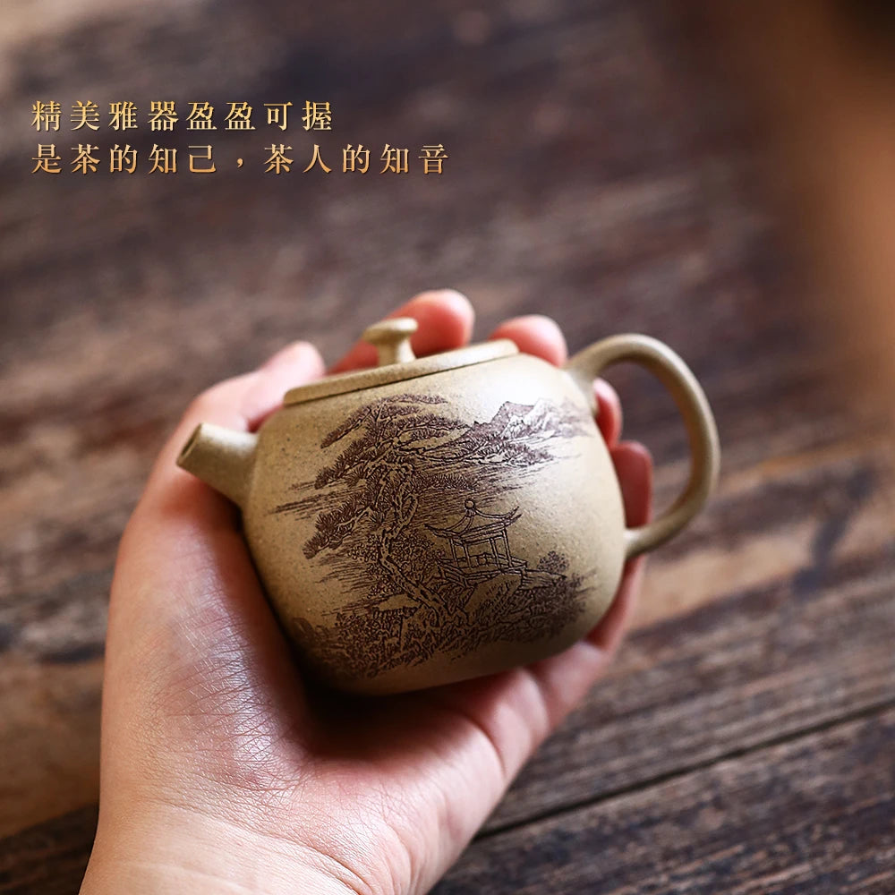 |purple clay pot Master Li Jianjun pure handmade high-quality tea making pot mud view spring pot in raw ore section