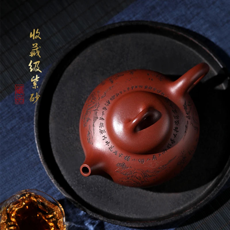 |purple clay pot Master Zhang Quanlin pure handmade Red Pearl mud stone ladle teapot tea set three legged stone ladle