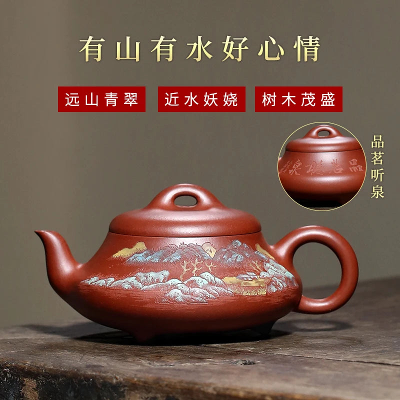 |recommended stone gourd ladle pot all hand painted pure moment of household large-capacity single pot set the teapot