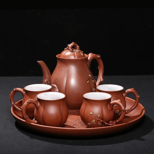 |sand set pot during the Republic of China Jinding trademark Feng Guilin system bottom groove clear plum blossom set pot