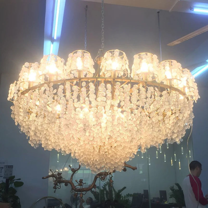 yiyingart lighting villa living room lamp American bedroom crystal chandelier simple copper dining room led Chandelier