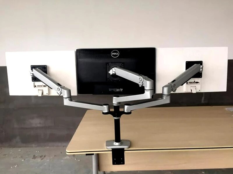 DL-8000 aluminum Clamp grommet 15&quot;-32&quot; long arm three lcd monitor bracket desktop holder Mechanical Spring Arm