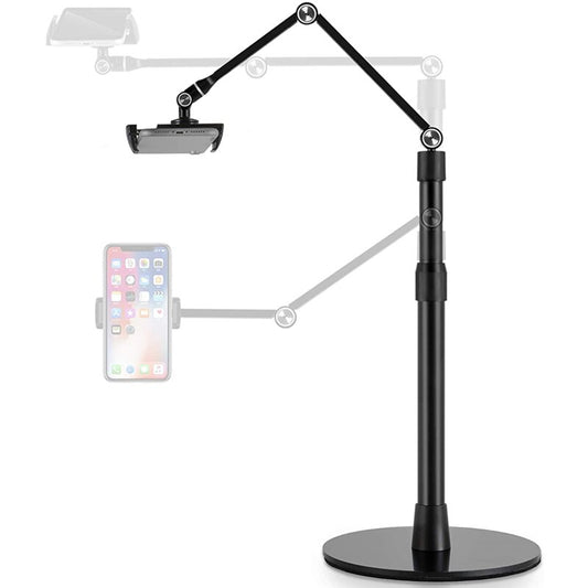Tablet Phone Overhead Stand, Height &amp; Angle Adjustable, Aluminum Desktop Stand, Compatible with 3.5-11&quot; Cellphone and Tablets
